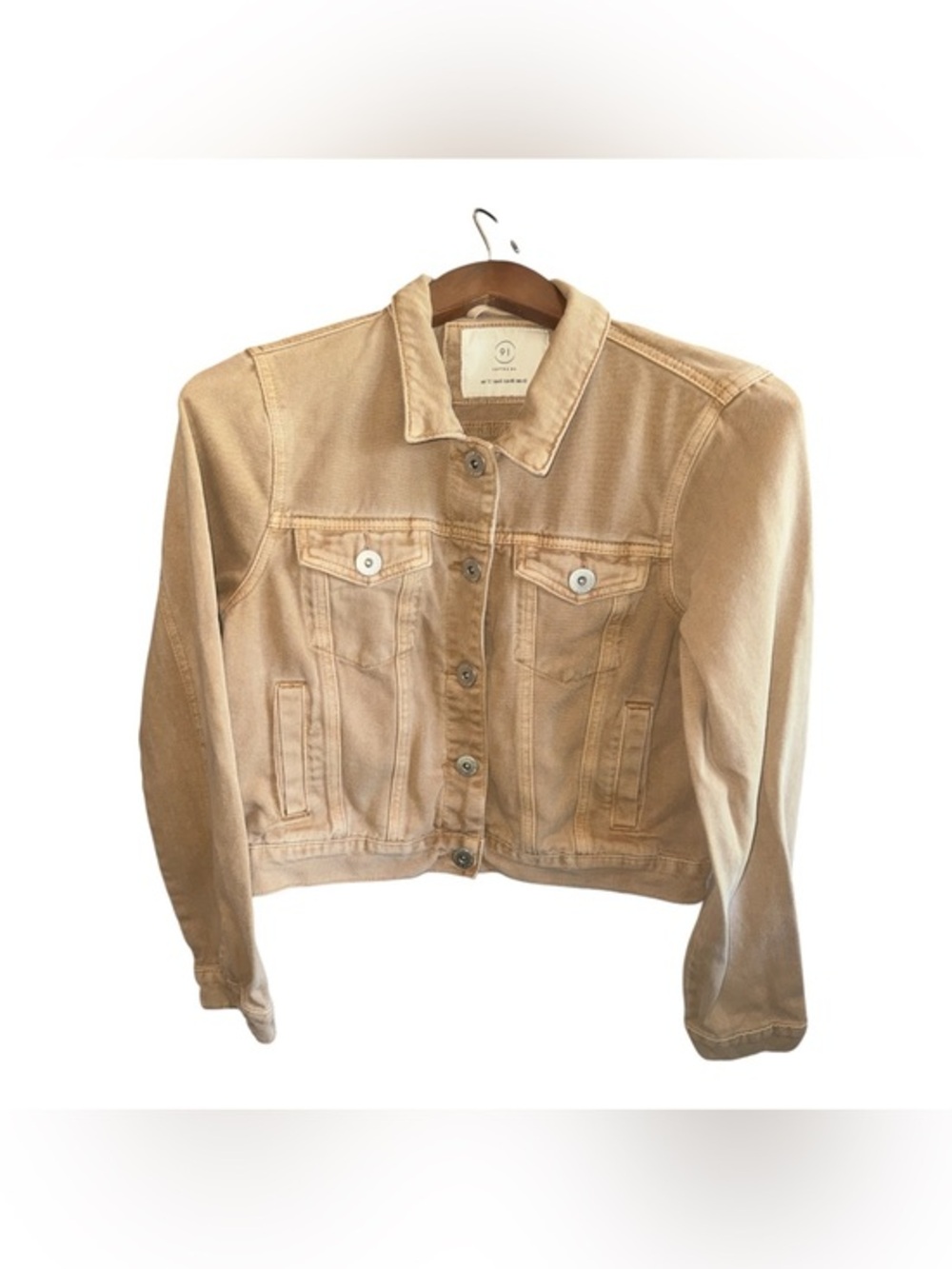 Cotton On Tan Classic Denim Jacket Girls Size 8 Casual Jean Button Up Kidswear